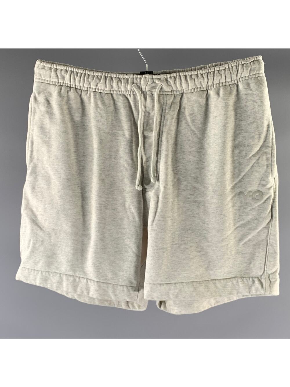 Y-3 Size L Grey Heathered Polyester Blend Sweat Shorts